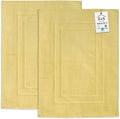 Feather & Stitch 2 Piece Towel Like Bath Mats (30x21 Inch) 100% Cotton Terry Bath Mats, Bathroom Shower Floor Mats [NOT A Bathroom Rug], Soft Absorbent Washable Mats - Yellow