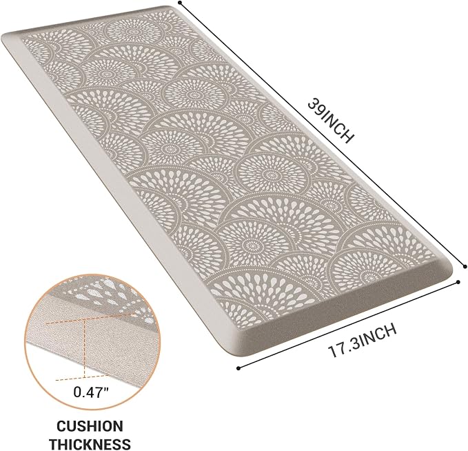 Mattitude 4/5 Inch Kitchen Mat, 20x54in Heavy Duty Ergonomic Comfort Foam Standing Desk Mat, Waterproof Non-Slip Standing Mats and Rugs for Kitchen, Office, Black