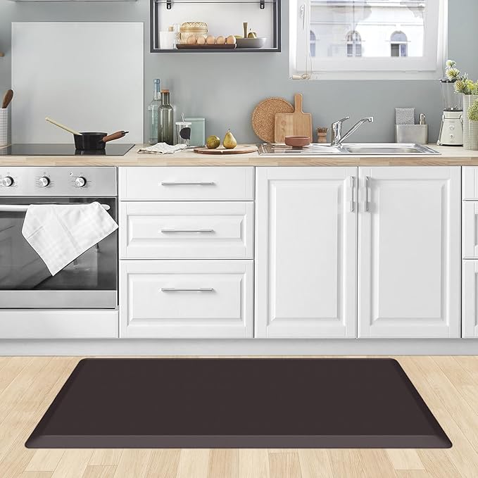 KitchenClouds Kitchen Mat Cushioned Anti Fatigue Rug 20"x39" Water Resistant, Non Slip, Standing and Comfort Desk/Floor Mats for House Sink Office (Chocolate)