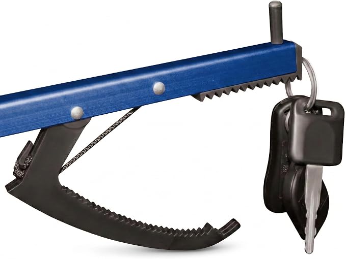 Rehabilitation Advantage 26" Reacher Grabber Tool, Aluminum Pickup Tool with 3" Jaw & Magnetic Tip, Lightweight Rust Proof Frame, Ergonomic Handle, Blue, Set of 2