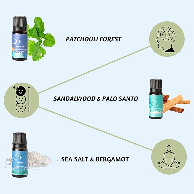 Folkulture Essential Oils Set for Diffuser | Set of 6 Everyday Aromatherapy Oils | Palo Santo, Lavender, Sandalwood, Citrus & Balanced Blend Oils | AM to PM Home Fragrance Oils & Wellness Gift Set