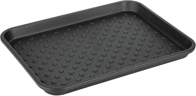iDesign Plastic Under Sink Mat Tray for Kitchen Cabinet, Bathroom, Entryways, Office, Mudroom, College Dorm, (Set of 2), 17" X 13" X 2", Black