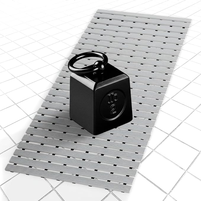 AceOrbit Weighted Non Slip Bath Mat for Textured tub, Heavy Duty Anti Slip Bath Mat for Bathtub and Shower Surfaces, Without Suction Cups for Textured, Reglazed, Refinished Tub(Gary,28 x 17 Inch)