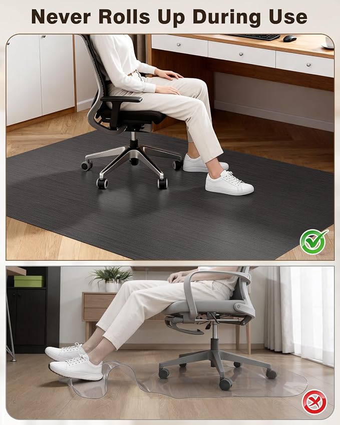 Blvornl Ultra Large Office Chair Mat for Hardwood Floor, Rolling Chair Mat for Hard Wood, Large Anti-Slip Hard Floor Protector, Heavy Duty Computer Desk Rug for Office and Home 47.2"*60" Black