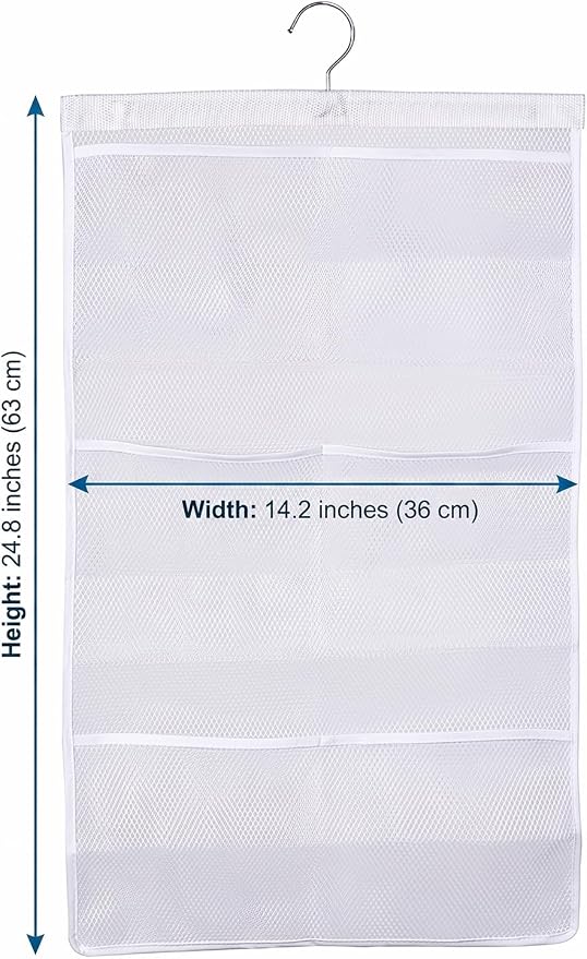 ALYER 6 Storage Pockets Hanging Mesh Shower Caddy,Space Saving Bathroom Accessories and Quick Dry Bath Organizer with Hanger,White