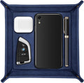 SITHON Valet Tray Desktop Storage Organizer – Premium PU Leather Catchall Bedside Vanity Tray Nightstand Caddy Holder for Keys, Phone, Wallet, Valentine's Day Gift, Dark Blue