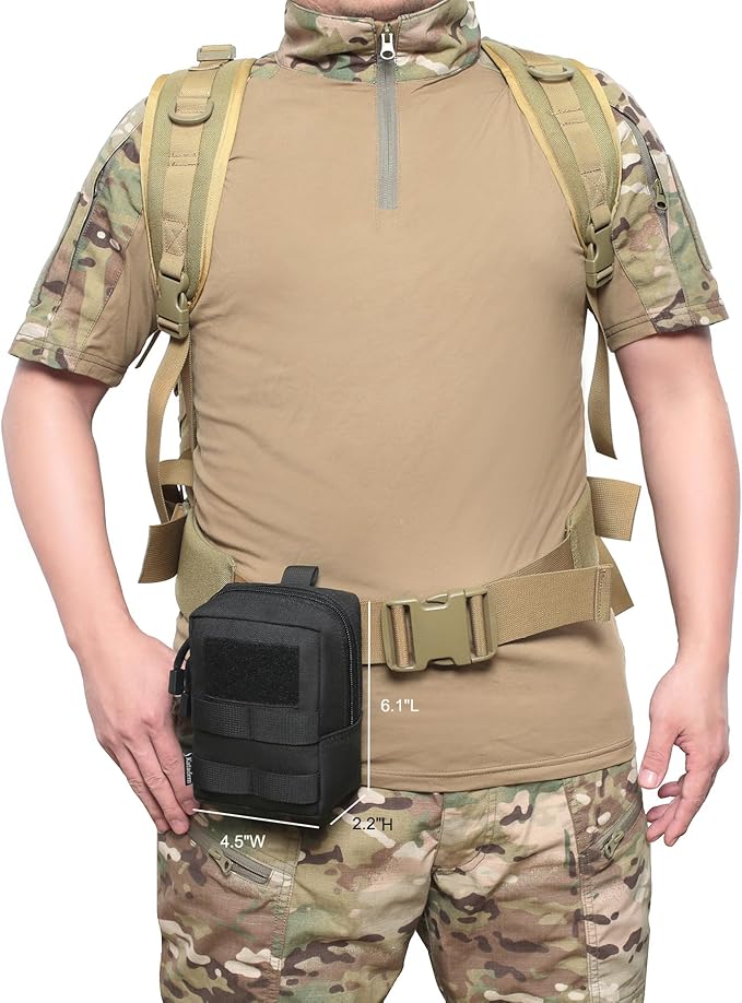 2 Pack Tactical Molle Admin Pouch with US Flag Patch and Keychain - Utility Laser Cut Tactical EDC Tool Pouch Bag Horizontal Modular Pouches Utility Tool Pouch