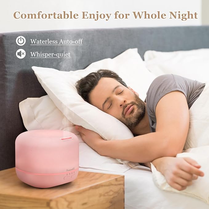 Aromatherapy Essential Oil Diffuser for Room: Air Humidifier Aroma Scent Cool Mist Colorful Lights Cute Small Large Auto Off Ultrasonic Diffusers for Home Bedroom Pink (300ml)
