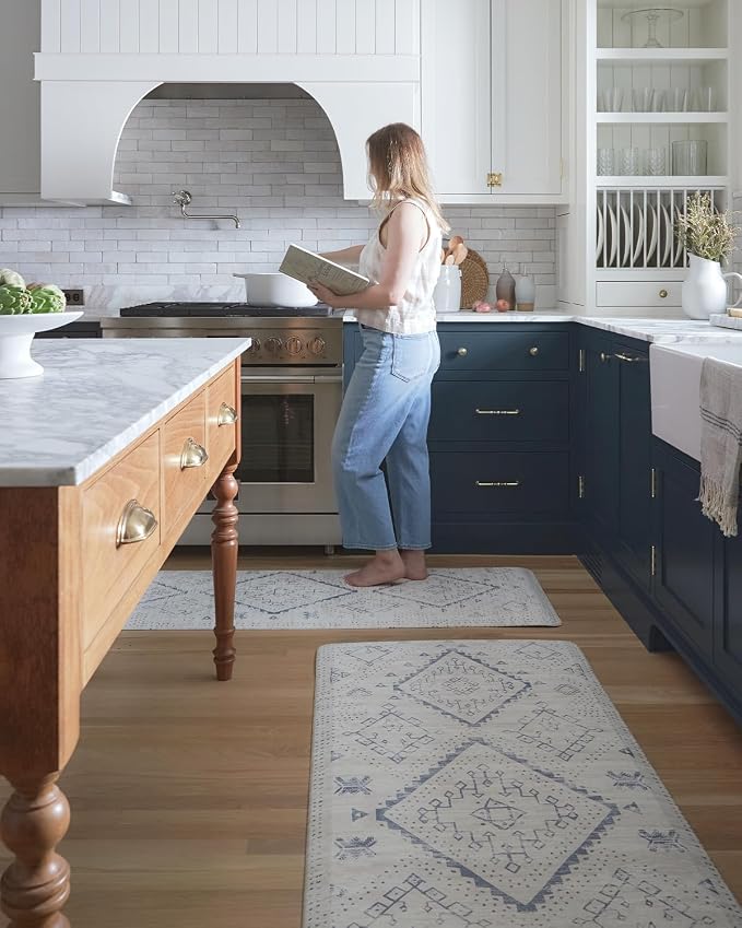 House of Noa Nama Standing Mat – Anti-Fatigue Kitchen Mats for Floor, Cushioned & Non-Slip Comfort Mat for Standing, Thick Foam Anti-Fatigue Mat for Kitchen & Workspaces, Ula Windmill 22" x 54"