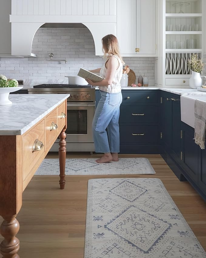 House of Noa Nama Standing Mat – Anti-Fatigue Kitchen Mats for Floor, Cushioned & Non-Slip Comfort Mat for Standing, Thick Foam Anti-Fatigue Mat for Kitchen & Workspaces, Ula Windmill 22" x 72"
