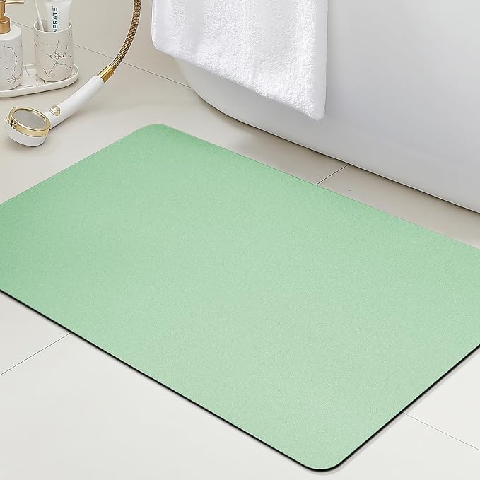 ACCUMTEK Non Slip Bath Mat, Thin Bathroom Rugs Fit Under Door, Quick Dry Bath Mats, Machine Washable Bath Rugs for Bathroom, Bathtub & Kitchen, Bathtub, Sage Green/Solid/24 x17