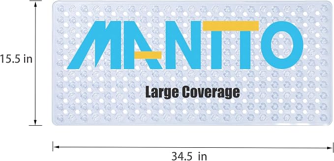Shower Bathtub Mat Non Slip Bath Mat for Tub Non Slip Bath Mats for Bathroom Bath Tub Mats Shower Floor Mat With Suction Cups 34.5 x 15.5(Clear)