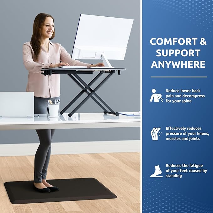 KitchenClouds Kitchen Mat Cushioned Anti Fatigue Rug 17.3"x28" Water Resistant Non Slip Standing Desk Mat Comfort Floor Mats for Kitchen House Sink Office (Chocolate)