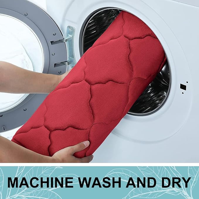 OLANLY Memory Foam Bath Mat Rug 36x24, Ultra Soft and Absorbent Bathroom Rugs, Non-Slip, Comfortable, Machine Washable Bath Carpet for Bathroom Floor, Tub, Shower and Home Decor Accessories, Red