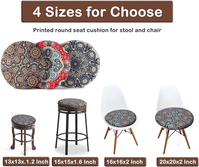 Sigmat Memory Foam Seat Cushion Anti-Slip Soft Round Stool Cushion Chair Pad 20 Inch Purple