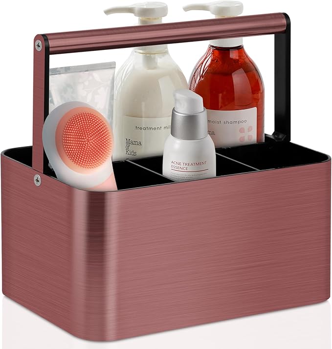 BYUNER Shower Caddy Portable for College Dorm Room Essential, Bathroom Caddy Organizer with Handle and Adjustable Dividers, Shower Storage Tote, Plastic Shower Basket Bin for Shampoo Toiletry