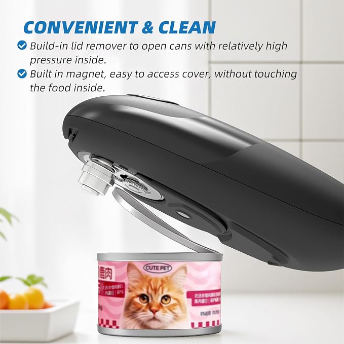 YFL Automatic Electric Can Opener: Battery Operated One Touch Hands Free Smooth Edge - Easy Open Cans, Cat & Dog Food for Seniors & Arthritis Sufferers