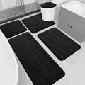 YIHOUSE Memory Foam Bathroom Rug Sets, Black, 5 Piece | Ultra Soft, Absorbent, Non-Slip, Machine Washable