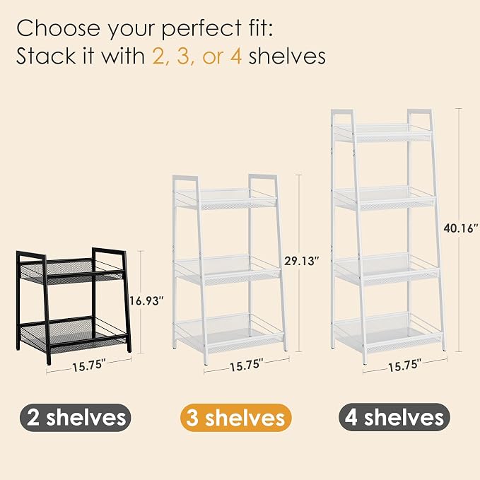 Masupu 4 Tier Bathroom Shelf, Bathroom Organizer and Storage for Small Space, Free-Standing Metal Rack Shelves Waterproof for Kitchen, Bathroom, Laundry, Toilet, White