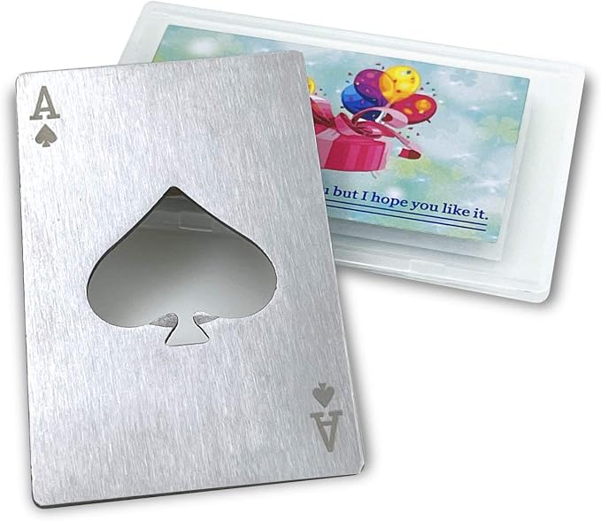 Metal Card Bottle Opener Stainless Steel Silver with Engraved Pattern (Style A, 1PCS)