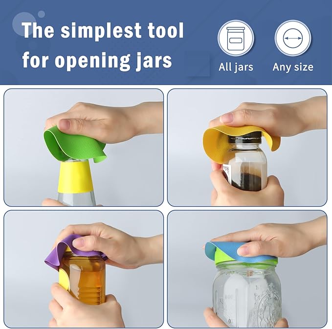 Aixoom Rubber Jar Opener Pads Set of 4, Round Heat-insulated Non-Slip Gripper Pads for Jars, Kitchen Tool for Easy Opening (Circle)