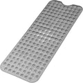 Bathtub and Shower Mats, Extra Long Non-Slip Bath Mat 39 x 16 Inch, Machine Washable Bath Tub Mat with Suction Cups & Drain Holes for Bathroom, Clear Grey
