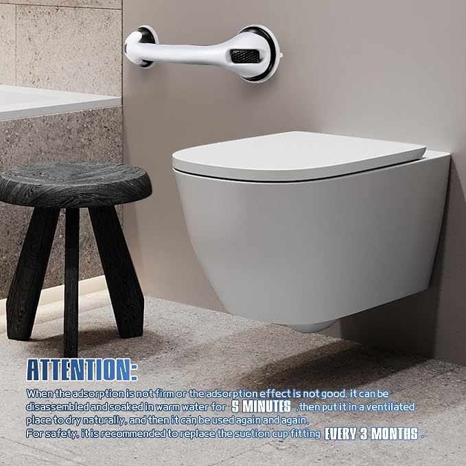 16 Inch Grab Bars for Bathtubs and Showers, 2 Pack Shower Handles for Elderly with Strong Suction, Bathroom Shower Safety Bars for Seniors and Disabled for Wall