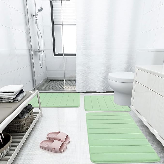 Buganda Memory Foam Bath Mat, 40" x 32", Ultra Soft and Non-Slip Bathroom Rugs, Water Absorbent and Machine Washable Bath Rug Runner for Bathroom, Shower, and Tub, Sage Green