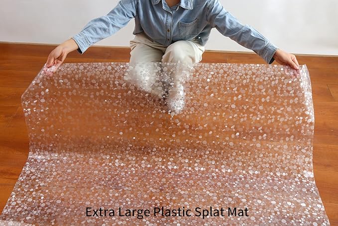 Plastic Splat Mat for Baby, Easy Cleaning Vinyl Floor Mat for Eating Messes, Waterproof High Chair Floor Protector Feeding Floor Cover by MatLeya
