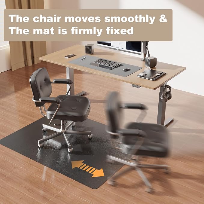 [Thickened to 2.0mm] 60"x 75" Office Chair Mat for Hardwood, Vinyl Computer Floor Mat, Anti-Slip Desk Mats for Hardwood, Easy to Clean Office Chair Floor Protector, Durable Rolling Chair Mat