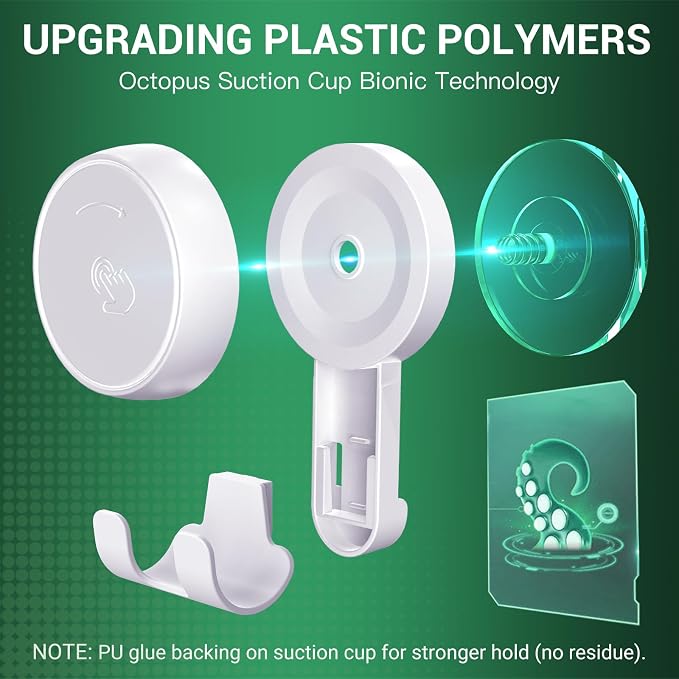LUXEAR Suction Hooks Powerful Vacuum Suction Cup Hooks-1PACK Razor 1pack Single White