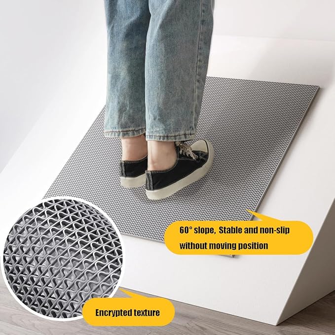 Drainage Non Slip Mats 3'x3.3' Heavy Duty Commercial Floor Mat Mesh Hollow Door Mat Roll for Swimming Pool Bathroom Kitchen Garage Indoor Outdoor Wet Area,Gray/Grey,0.9×1M/3×3.3FT