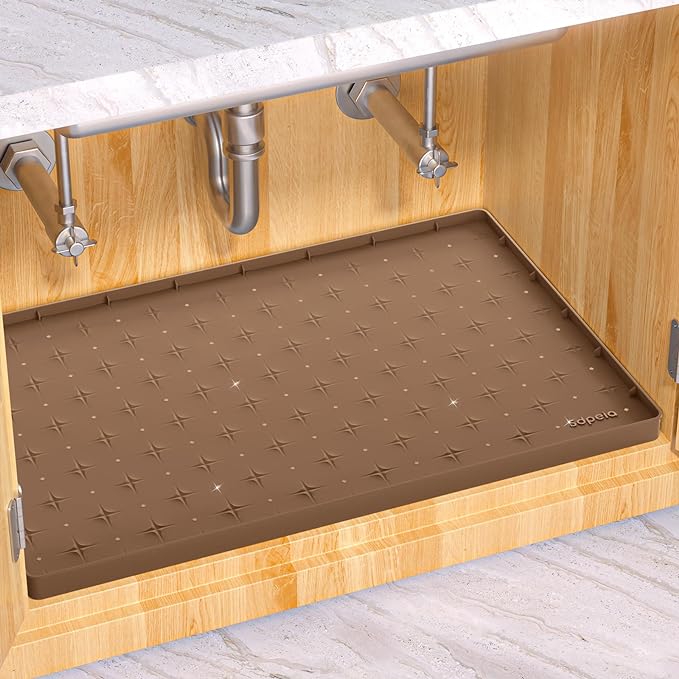 Sdpeia Under Sink Mat 22"×22" Waterproof Silicone Cabinet Liner & Sink Protector for Kitchen & Bathroom, Multi-Purpose Organizers Tray for Pets, Laundry, Cat Litter Mat