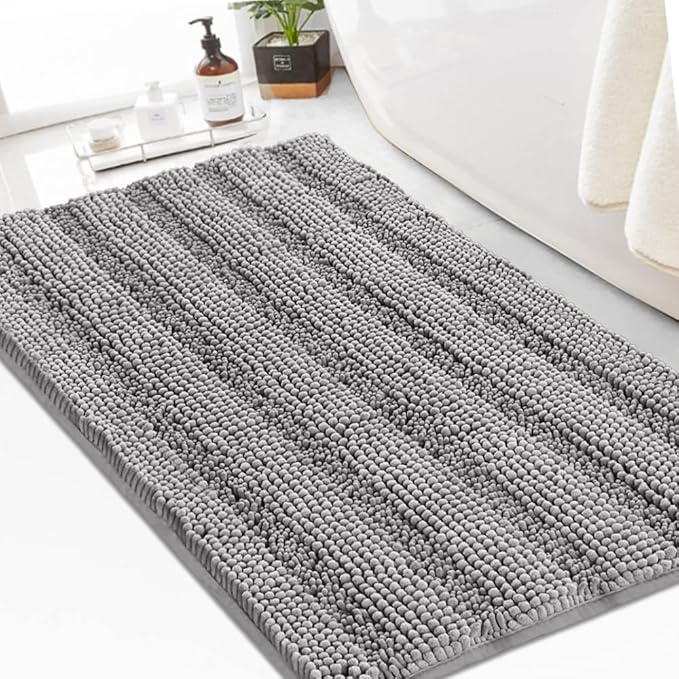 Turquoize Chenille Bath Rugs Shaggy Bathroom Rugs Non Slip Bath Rugs for Bathroom 24 x 36 Dove Bath Rug Extra Soft and Absorbent Area Rug, 24"x 36", Dove