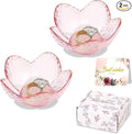 Gifts for Women Trinket Dish Flower Jewelry Dish Pink Glass Ring Holder Jewellery Tray Cute Room Decor Aesthetic Bedroom Accessories Unique Birthday New Home Mothers Day Gifts for Women Friends(2 pcs)