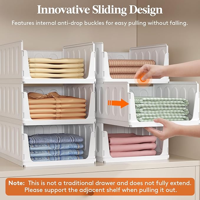 Lifewit 20 Pack Stackable Closet Organizers and Storage Basket for Clothes, Plastic Sweater Storage Bins for Wardrobe, Multifunctional Pants Organizer for RV, Pantry, Kitchen, Dorm, 16.5" Depth