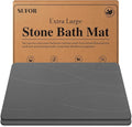 32"x20" Stone Bath Mat 2Pack, Diatomaceous Earth Shower Mat, Non-Slip Super Absorbent Quick Drying Bathroom Floor Mat, Natural, Easy to Clean (Dark Grey)