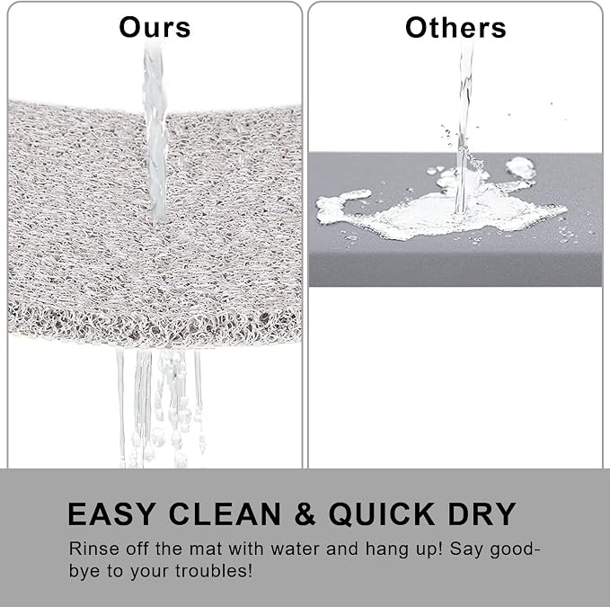 Nonslip Bathtub Mat, Anti Slip Bath Mat 0.6" Extra Thick, Quick Dry Bath Tub Anti Slip Shower Mat, Loofah Non-Slip Bath Mat for Tub Bathroom Pool Kitchen Entryway Home Hotel(Light Gray 24x27)