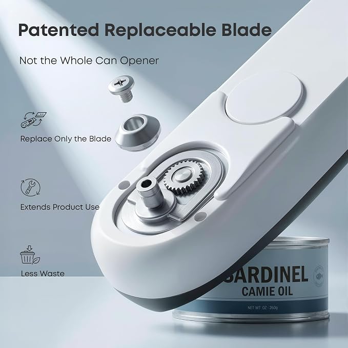 Electric Can Opener, Rechargeable Automatic Can Opener with Smooth Edge for Seniors & Arthritis Hands, One-Touch Hands-Free with Auto Stop, Fits Most Can Sizes for Kitchen Use