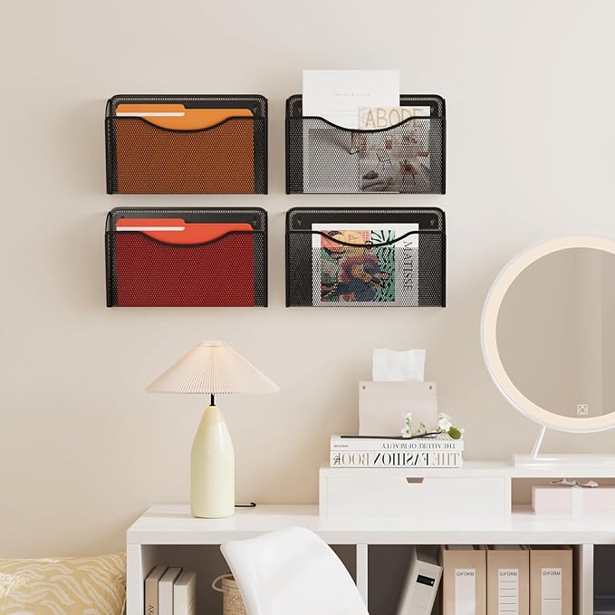 MINDEPOT Wall File Organizer,Hanging Wall Mounted File Folder Holder Mail Organizer for Office,Home and School Supplies