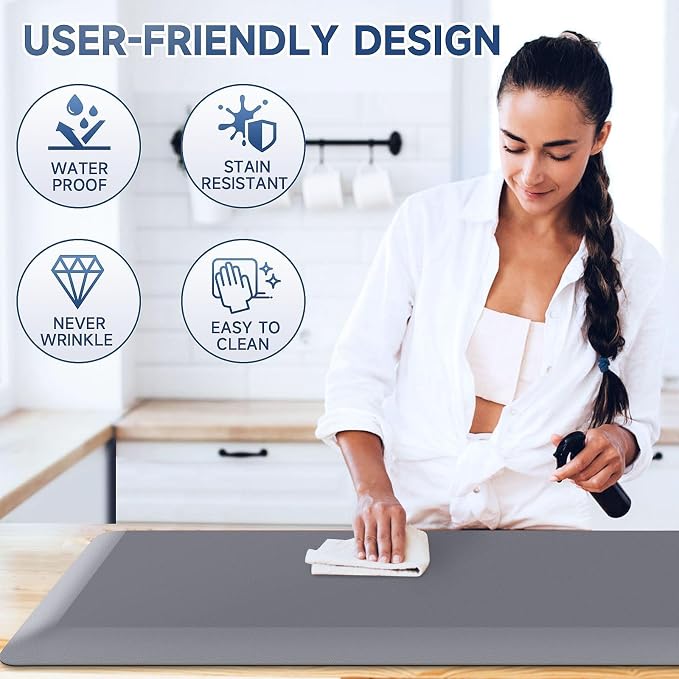 4/5 Inch Thick Kitchen Mat Anti Fatigue Mat Kitchen Rugs Kitchen Decor Non-Slip, Stain & Water Resistant, Kitchen Mats Desk Mat for Kitchen, Office, Workshop, Grey, 17'' x 60''