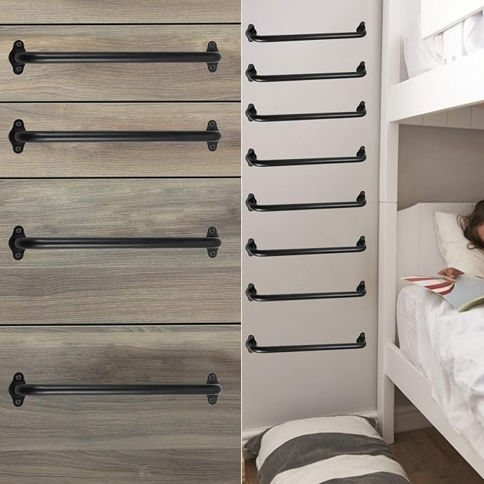 24 Inch No-Slip Black Metal Stair Railing Indoor - 2 FT Interior Staircase Handrail Wall Mount, Outdoor Grab Bars for Stairs, Steps Hand Rails, Banister Deck Rails
