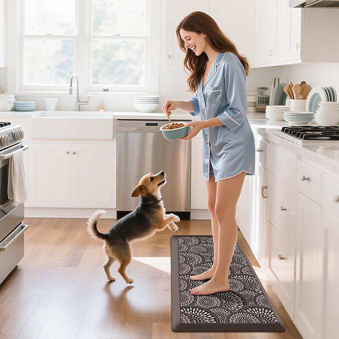 Mattitude 4/5 Inch Kitchen Mat, 17.3x39in Heavy Duty Ergonomic Comfort Foam Standing Desk Mat, Waterproof Non-Slip Standing Mats and Rugs for Kitchen, Office, Chocolate