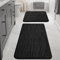 YIHOUSE Memory Foam Bathroom Rug Sets, Black, 17"x24"+20"x32", 2 Piece | Ultra Soft, Absorbent, Non-Slip, Machine Washable
