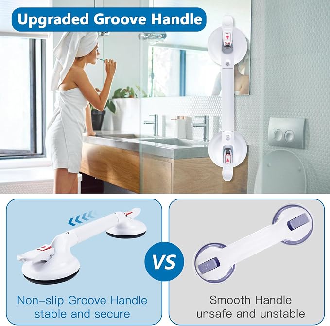 21inch Upgrade Suction Shower Grab Bar, Portable Shower Handle Bar Suction Grip Bar Bathtub Handle with Strong Hold Suction Cup Fitting and Rapid Release for Bathroom(Max Capacity :300lb