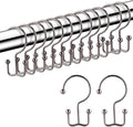 24 Pcs Shower Curtain Hooks, Goowin Shower Curtain Rings, Durable Rust Proof Black Shower Curtain Hooks, Shower Rings for Curtain, Double Glide Shower Hooks for Shower Curtain Rods, Bronze