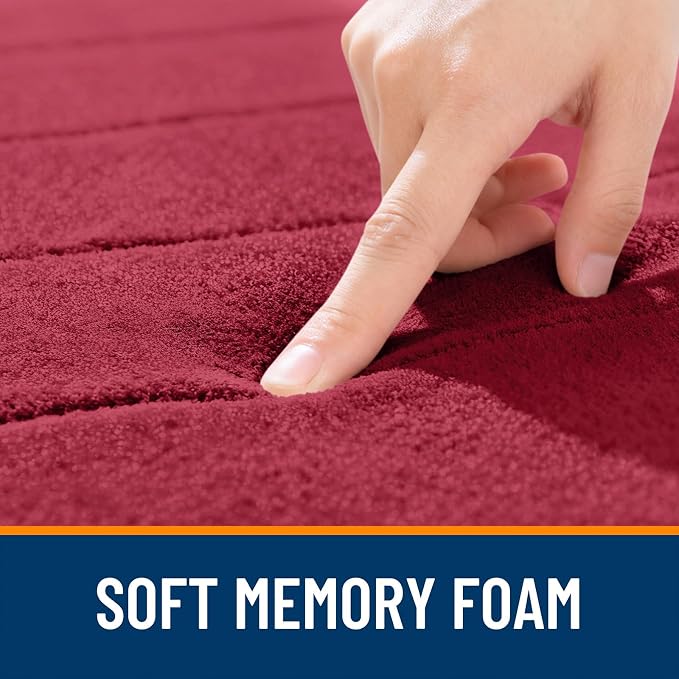 OLANLY Memory Foam Long Bathroom Rugs Runner 44x20, Super Soft Absorbent Bath Mat, Quick Dry, Machine Washable Shower Floor Rugs, Bathmat Carpet, Bathroom Home Decor Accessories, Burgundy