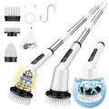 Electric Spin Scrubber for Cleaning Bathroom, Shower Scrubber Cordless Cleaning Brush with IPX7 Waterproof & 2 Speed, 3 Brush Heads, Bathroom Cleaning Supplies for Shower Tub Kitchen Tile Toilet White