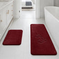 HUXMEYSON Bathroom Rugs Sets 3 Piece, Non-Slip & Quick Dry Bath Mat Set, Ultra Soft Velvet Bath Rugs for Bathroom, Toilet and Shower Floor, Red