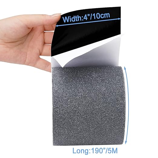 Yorwe Anti Slip Tape, High Traction,Strong Grip Abrasive, Not Easy Leaving Adhesive Residue, Indoor & Outdoor (4" Width x 190" Long, Gray)